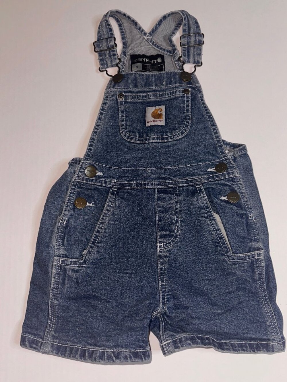 Carhartt Bib Overall Shorts Shortalls Child Girls Size 4 Denim #618